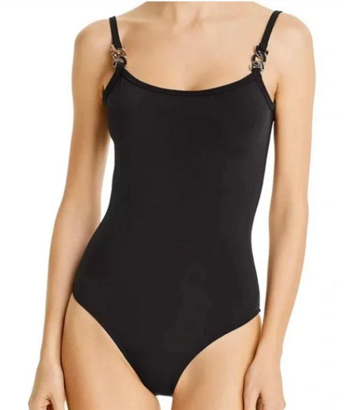 NWOT Beth Richards L Black Linx Scoop Neck Chain Link 1PC Swimsuit 113695