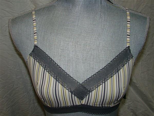 NWT Elle Macpherson M Touch Triangle Bralette EMTSC1008 Gray Striped 113709