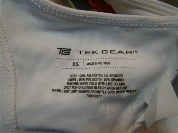 NWTD Tek Gear Bra Core Essentials Racerback High-Impact Sports White XS 113726