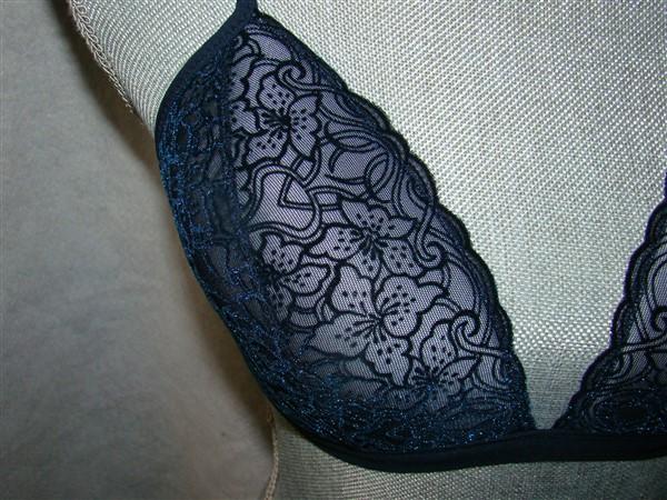 NWT Halogen L Lace Bralette Wire Free Blue Floral Velvet Bra 113728