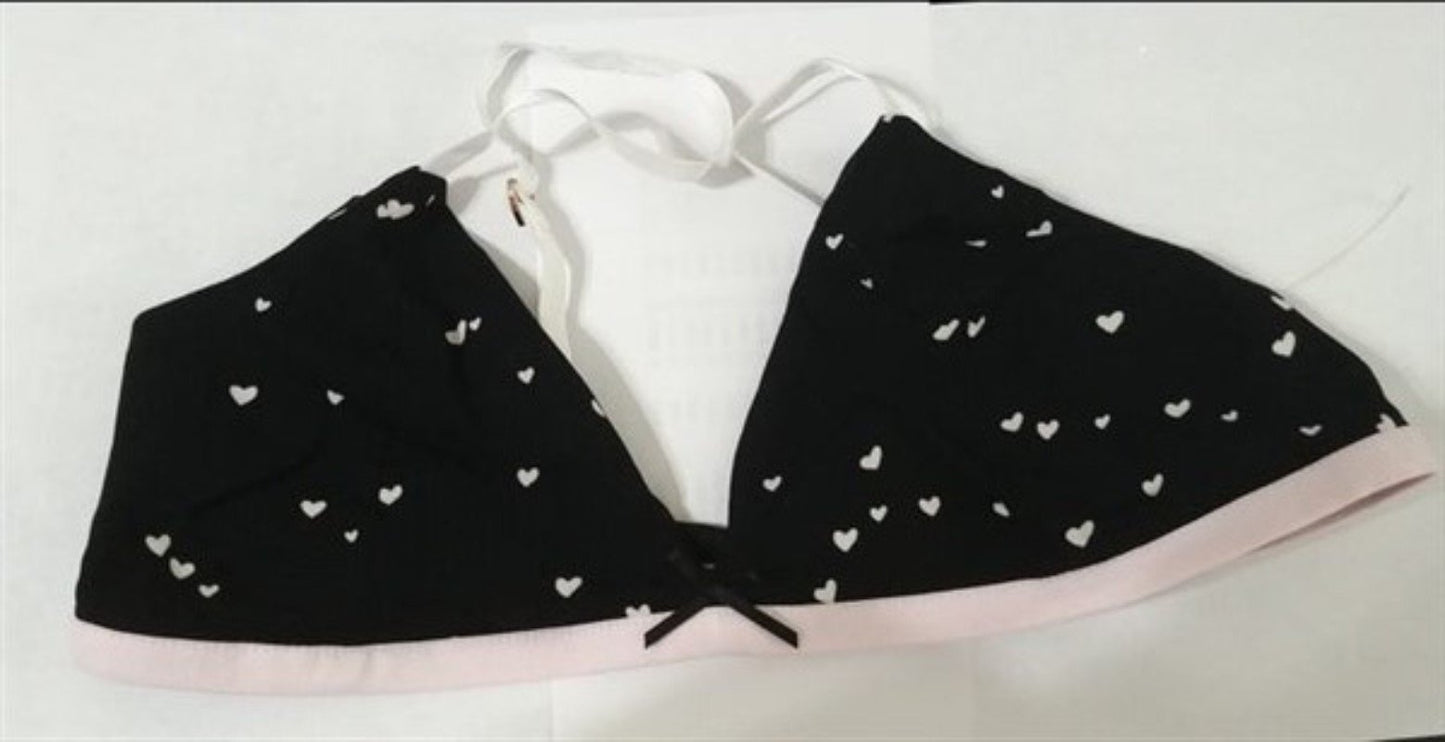 NWOT Wildfox M Triangle Bra Bralette Black & White Hearts 113741