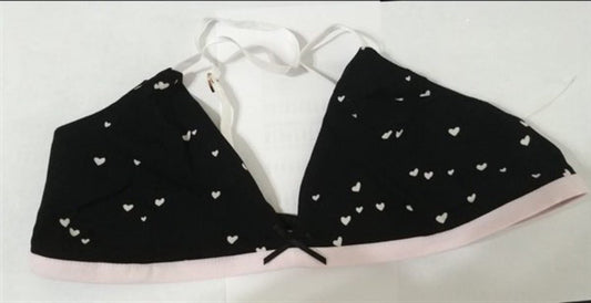 NWOT Wildfox M Triangle Bra Bralette Black & White Hearts 113741