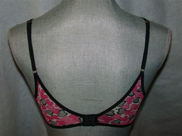 NWT Kensie M Riley Mesh Bralette Pink Black Heart 113742