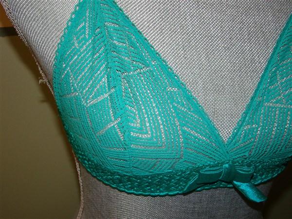 NWT Princess Tam Tam Ruby Lace & Bow Soft Cup Triangle Bra Green T2 113755