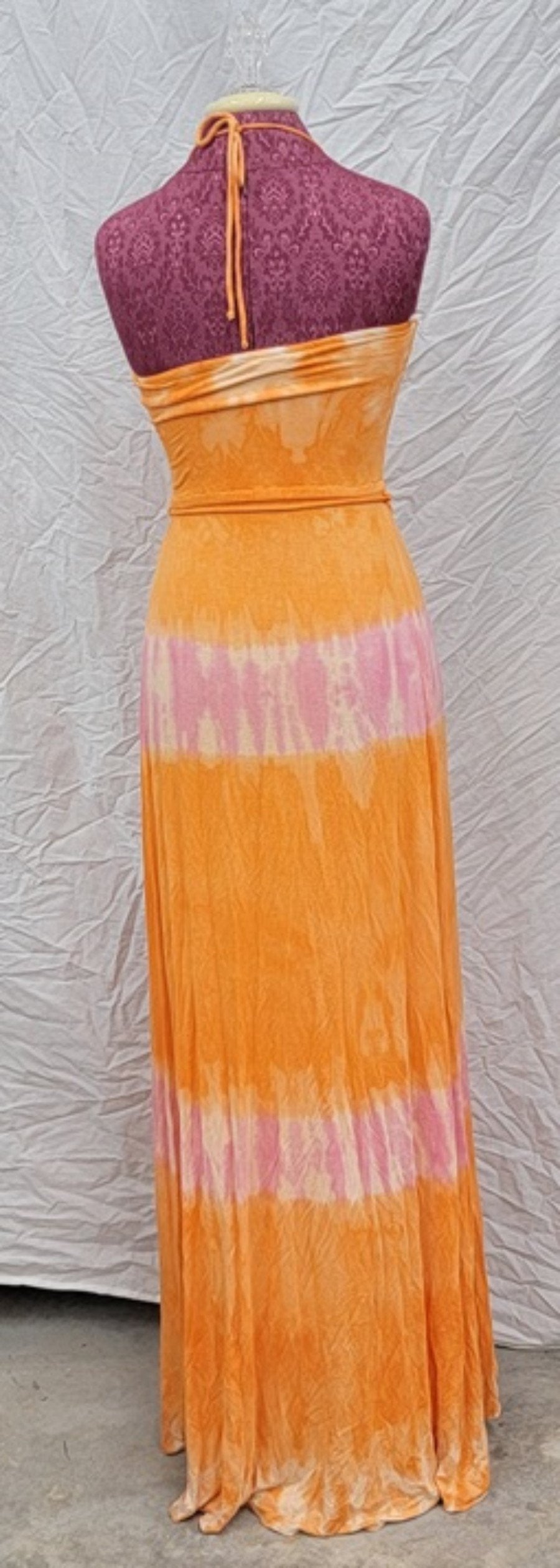 NWT Sky S Crochet Orange Tie Dye Tropical Club Dress 113786