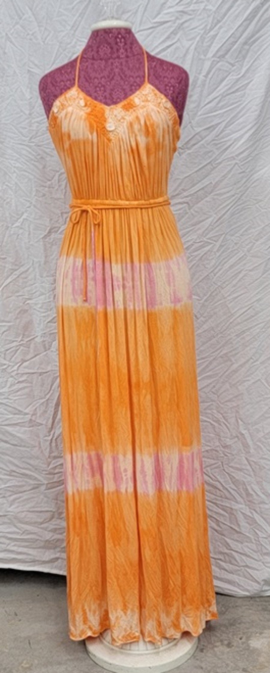 NWT Sky S Crochet Orange Tie Dye Tropical Club Dress 113786