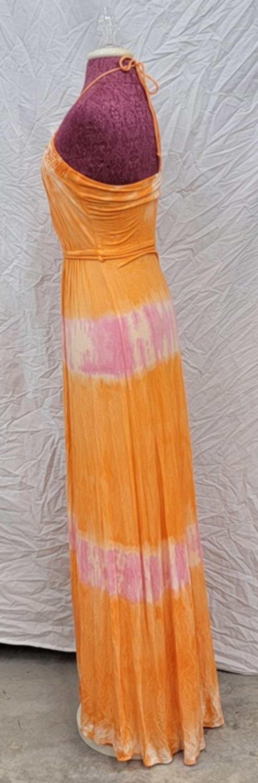 NWT Sky S Crochet Orange Tie Dye Tropical Club Dress 113786
