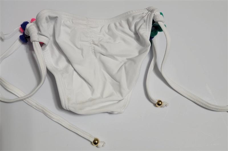 NWOT PIlyq 2 Girls White Pom Pom Side Tie Bikini Bottom 113794