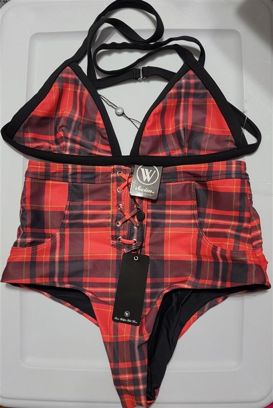 NWT Wildfox Mad Plaid High Waist Bikini Swim Set 113798