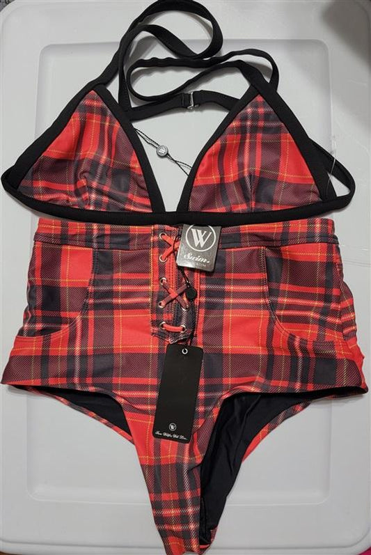 NWT Wildfox Mad Plaid High Waist Bikini Swim Set 113798