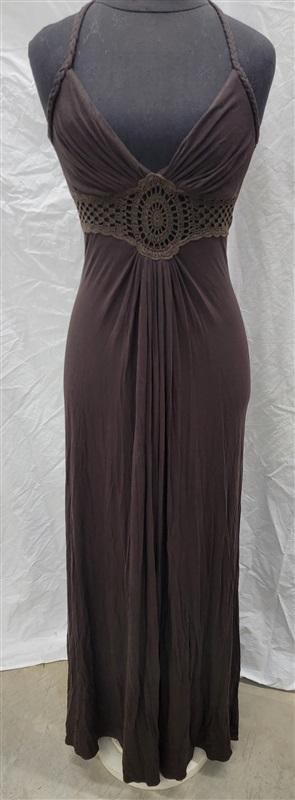 NWT Sky S Crochet Brown Tropical Club Halter Dress 113808