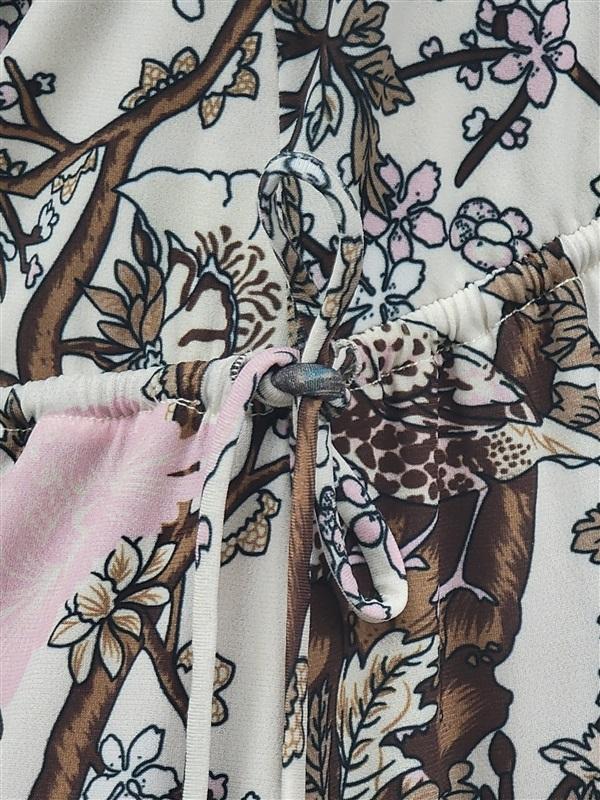NWOT Hale Bob L Jersey Dress Key Hole Front V Neck Birds 113810
