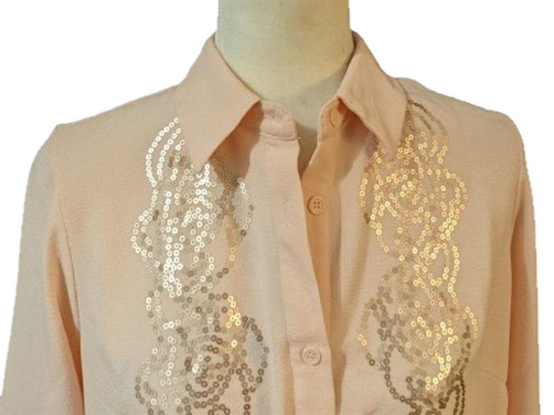 NWOT Linea Louis Dell'Olio SM Sequin Button UP Blouse 113823