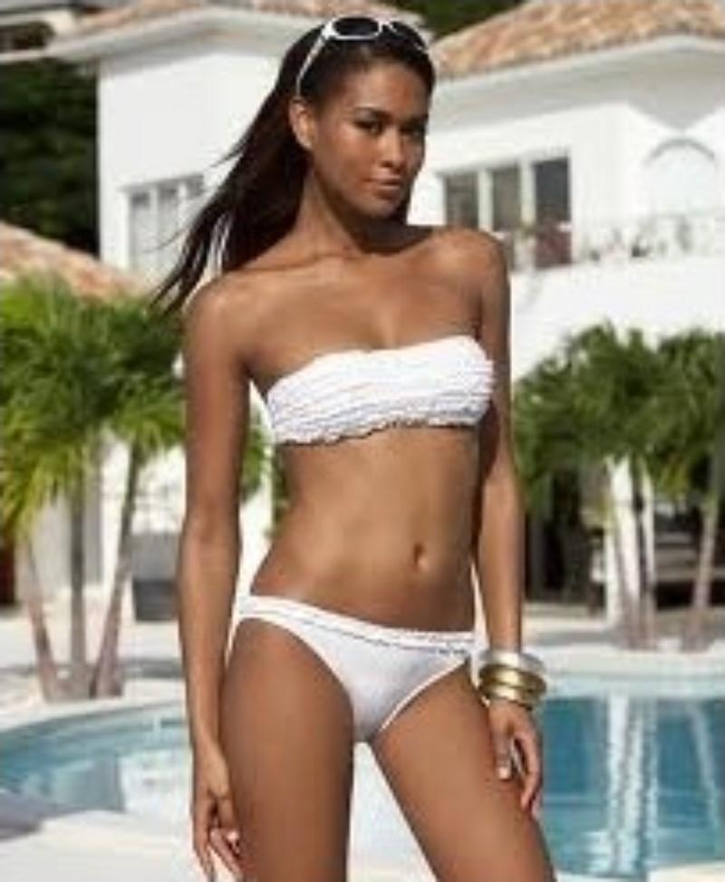 NWT BCBG Max Azria L Ruffle Bikini Bottom White 113829