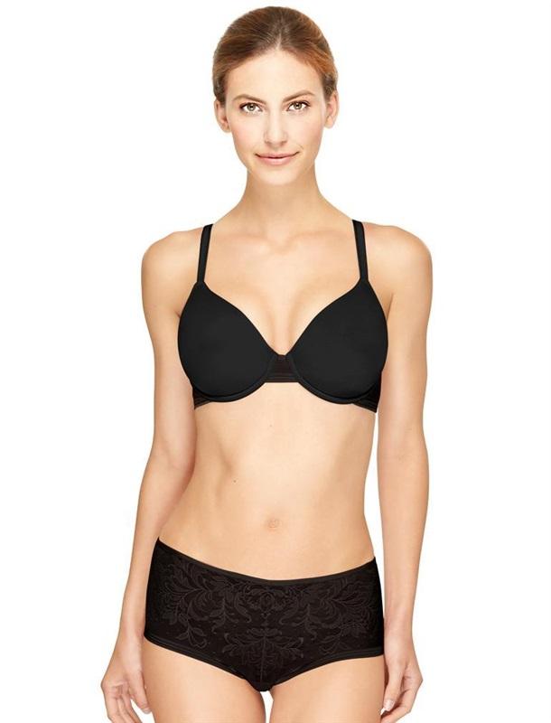 NWT Wacoal 34D Net Effect Underwire T-Shirt Bra 853340 Black 113849