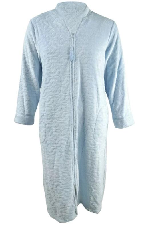 NWT Miss Elaine L Jacquard Cuddle Fleece Long Zipper Robe 113874