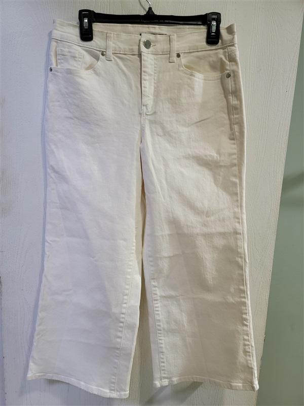 NWOT Boston Proper 30 White Wide Leg Capri Jeans 113886