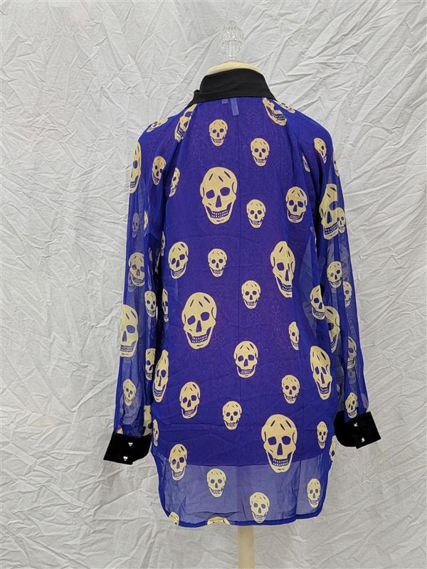 NWOT Little Miss L Gold & Purple Skeleton Sheer Button up Blouse 113894