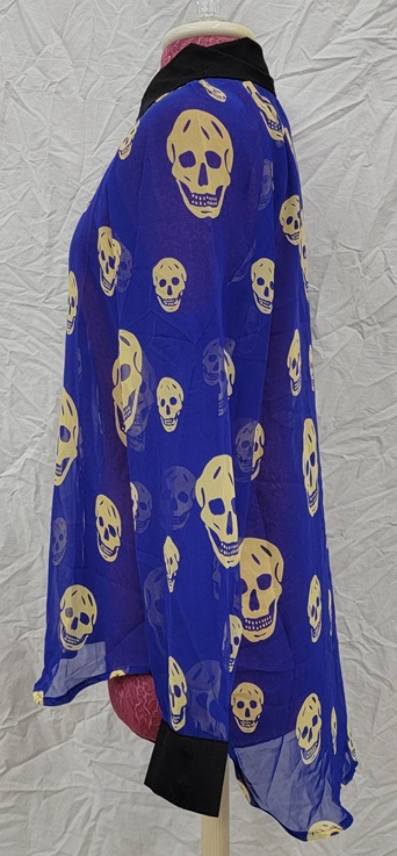 NWOT Little Miss L Gold & Purple Skeleton Sheer Button up Blouse 113894