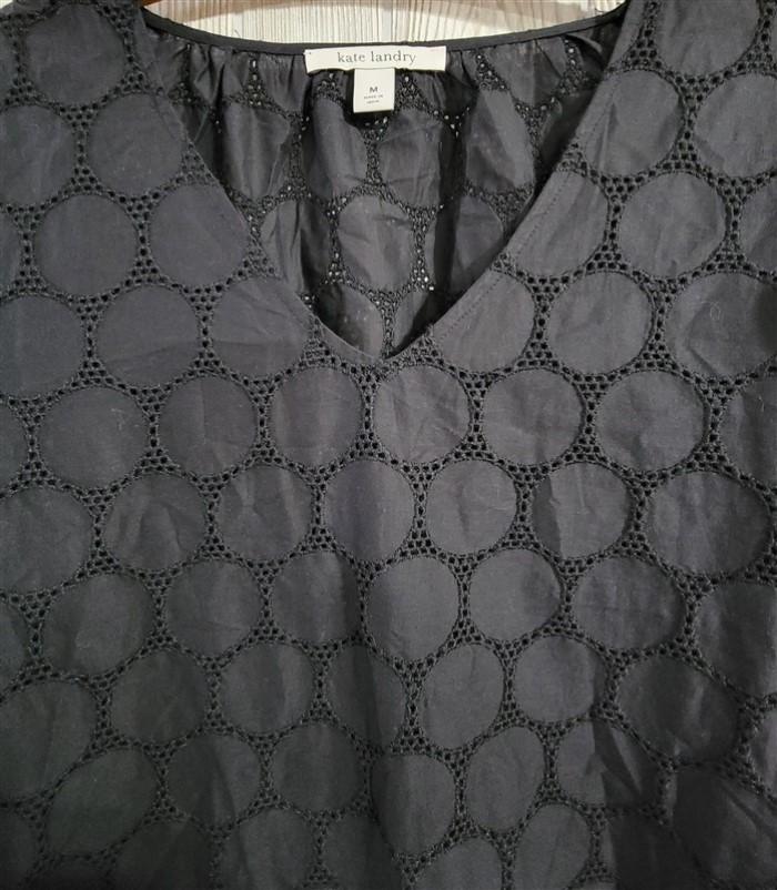 NWt Kate Landry Embroidered Circles Eyelet Lounge Dress L Black 113906
