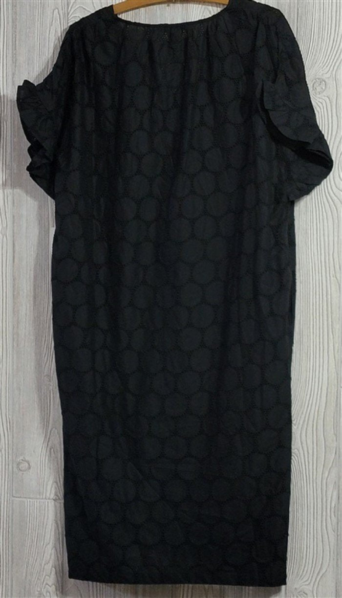 NWt Kate Landry Embroidered Circles Eyelet Lounge Dress L Black 113906