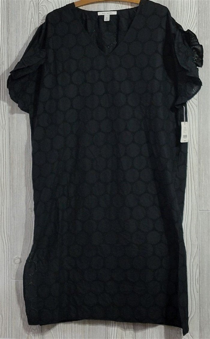 NWt Kate Landry Embroidered Circles Eyelet Lounge Dress L Black 113906