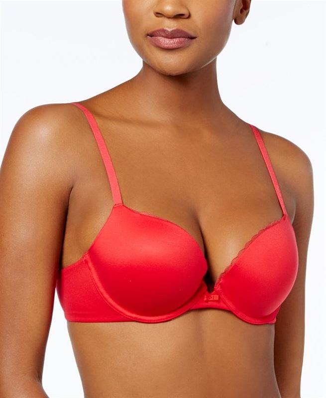 Calvin Klein 34C Everyday Calvin Plunge Push Up Bra QF1715 Red 113909