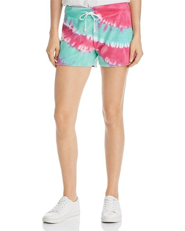 NWOT Wildfox LG Kassidy Tie-Dye Terry Shorts Pink Gree 113917