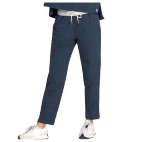 NWT Calme L Mix Nylon Taper Leg Pant Navy Blue 113923
