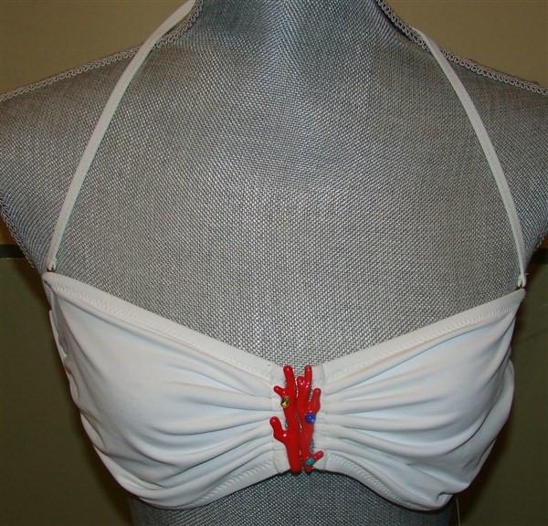 NWT BCBG Max Azria Coral Jeweled Bikini Bandeau Top White M 113930