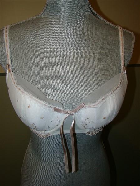 NWOT Impressions 34D White & Beige Lace Demi Push Up Bra 3897 113946