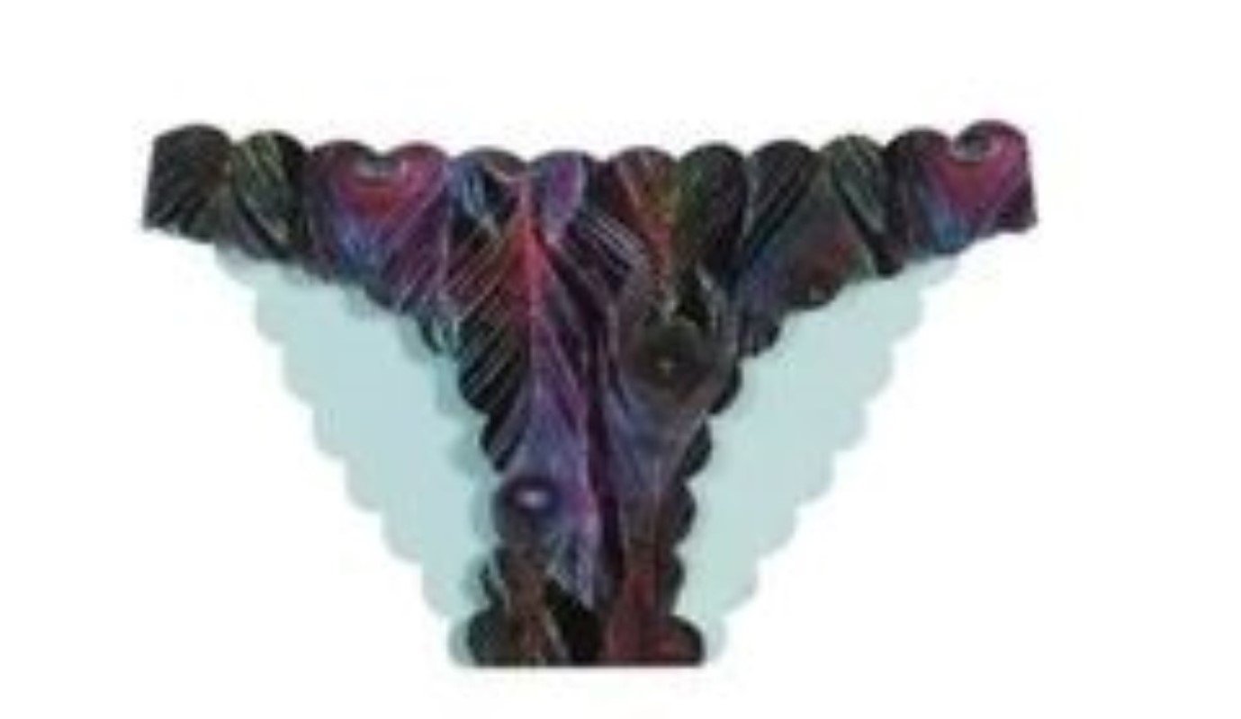 NWOT Pilyq Girls 10 Rainbow Feather Reversible Peacock Bikini Swim Bottom 113950