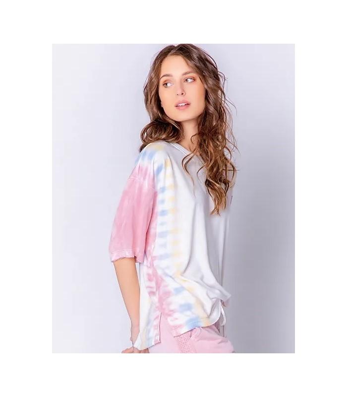 New PJ Salvage Melted Crayons Tie Dye Print Jersey Knit Lounge Top