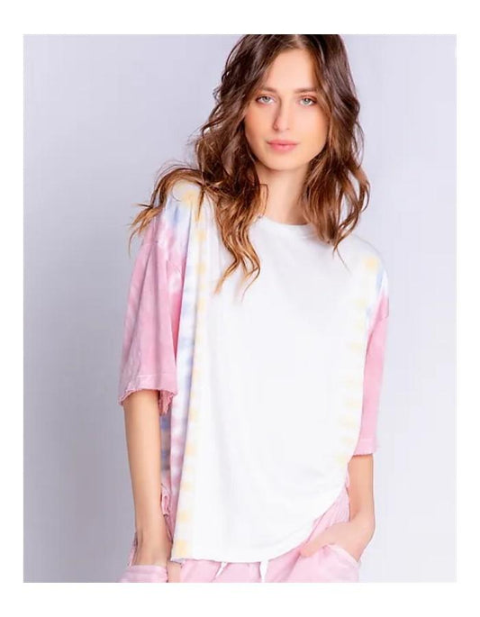 New PJ Salvage Melted Crayons Tie Dye Print Jersey Knit Lounge Top
