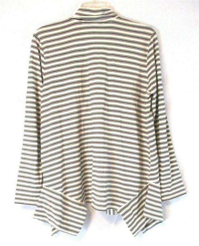 NWT AnyBody L Cozy Knit Striped Cardigan Smokey Taupe 114006