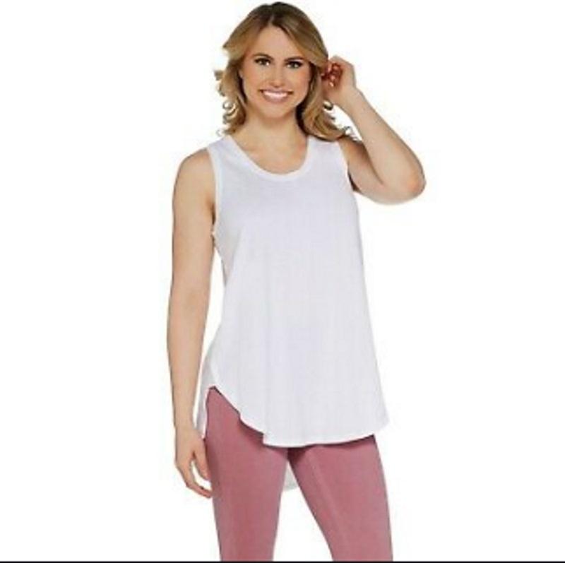 NWT AnyBody XS Cozy Knit Side Split Tank Top White 114010