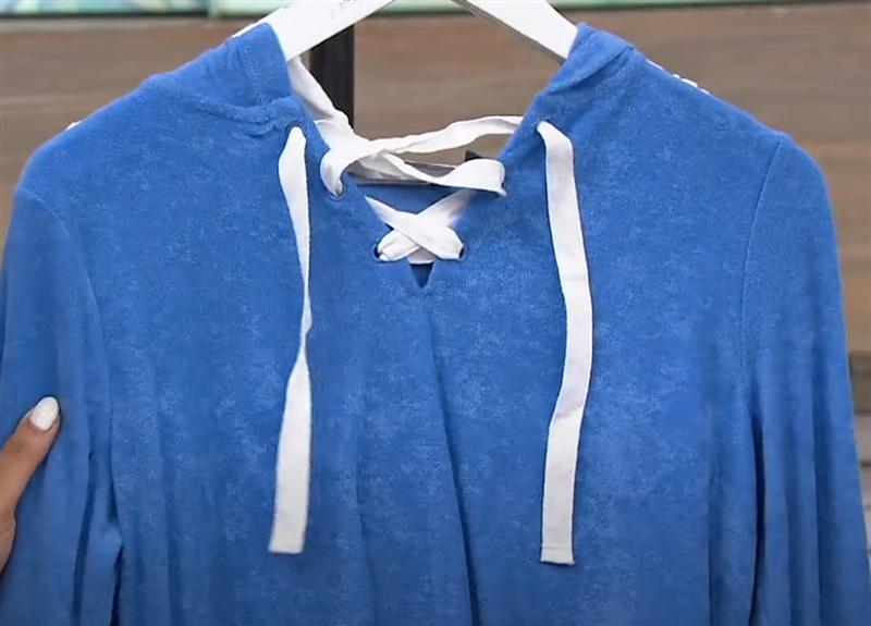 NWT Anybody M French Terry Lace Up Hoodie Blue 114011
