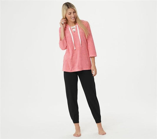 NWT Anybody 2X French Terry Lace Up Hoodie Coral 114013