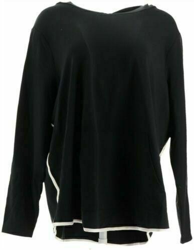NWT Anybody XL French Terry Hoodie Black white trim 114017