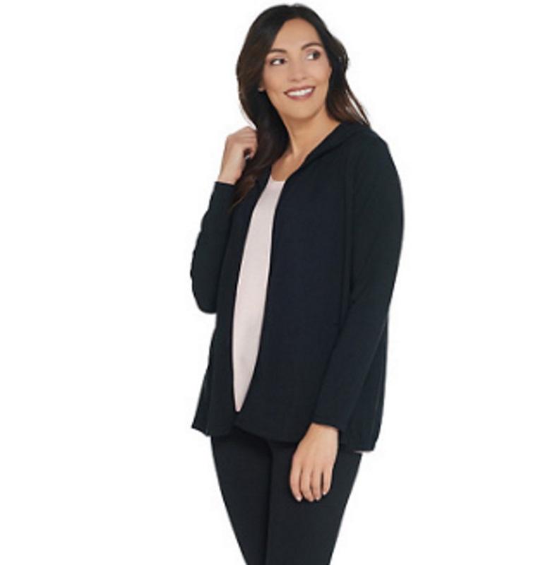 NWT AnyBody XS Cozy Knit hooded Cardigan Navy 114028