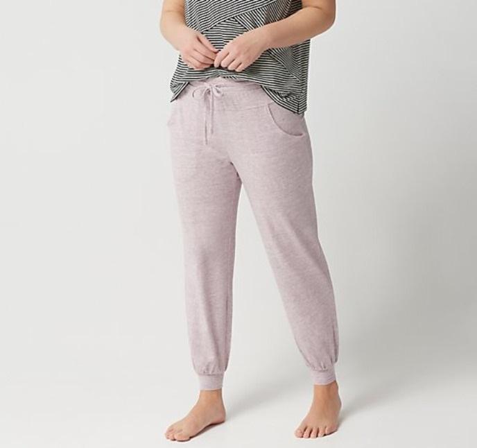 NWT AnyBody XS Cozy Knit Lounge Jogger Pants Seam Detail Mauve 114041