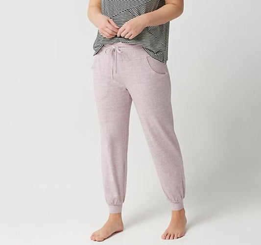 NWT AnyBody XS Cozy Knit Lounge Jogger Pants Seam Detail Mauve 114041