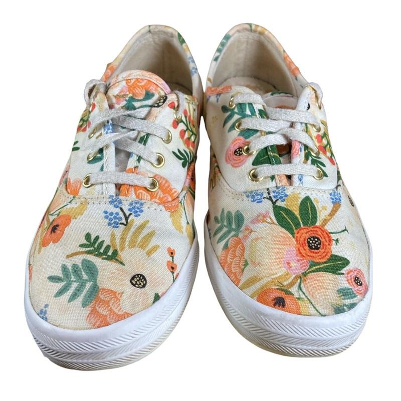 NWT Keds Rifle Paper CO Lively Champion White Floral 10.5 M Girls 114046
