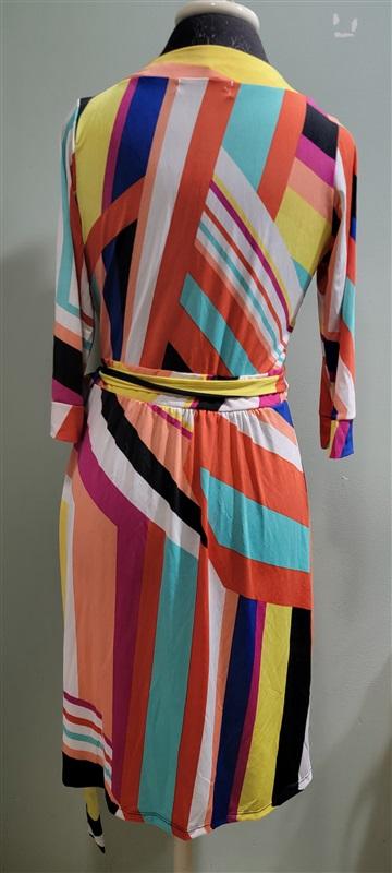 NWOT Melissa Masse Made to Measure XL Geometric Bold Stripe Wrap Dress 114073