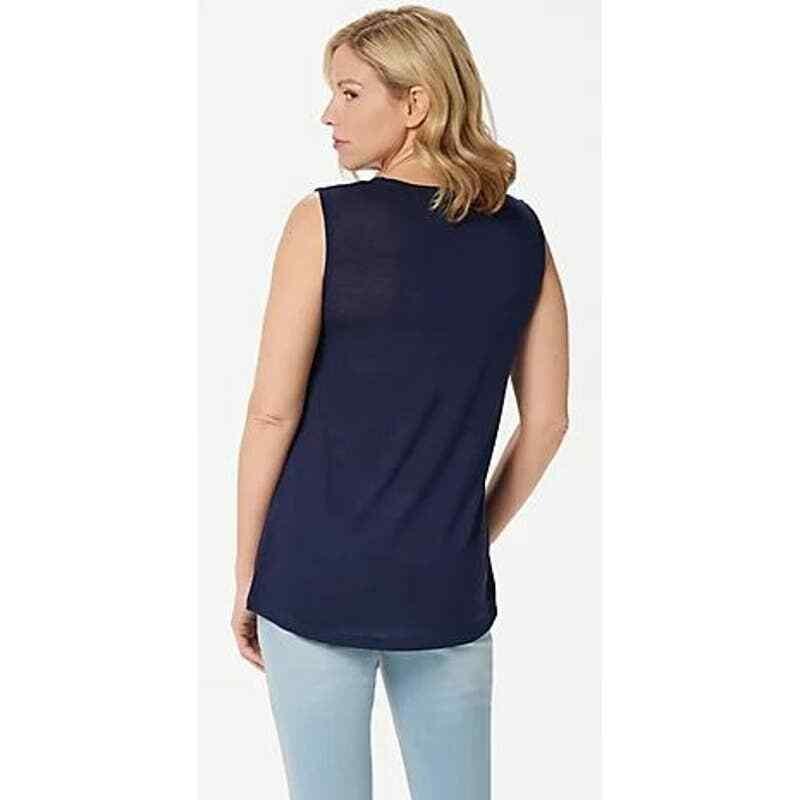 NWT Belle by Kim Gravel 2X Sweater Slub Knit Tank Top Blue 114085