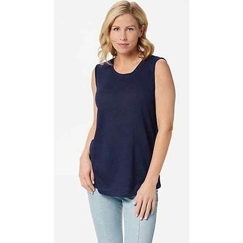NWT Belle by Kim Gravel 2X Sweater Slub Knit Tank Top Blue 114085