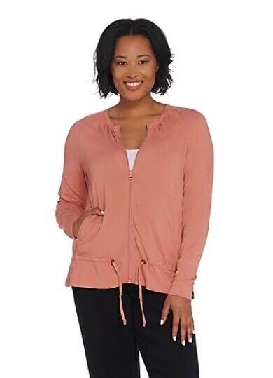 NWT Anybody M Cozy Knit Zip Up Jacket Drawstring Blush Pink 114096