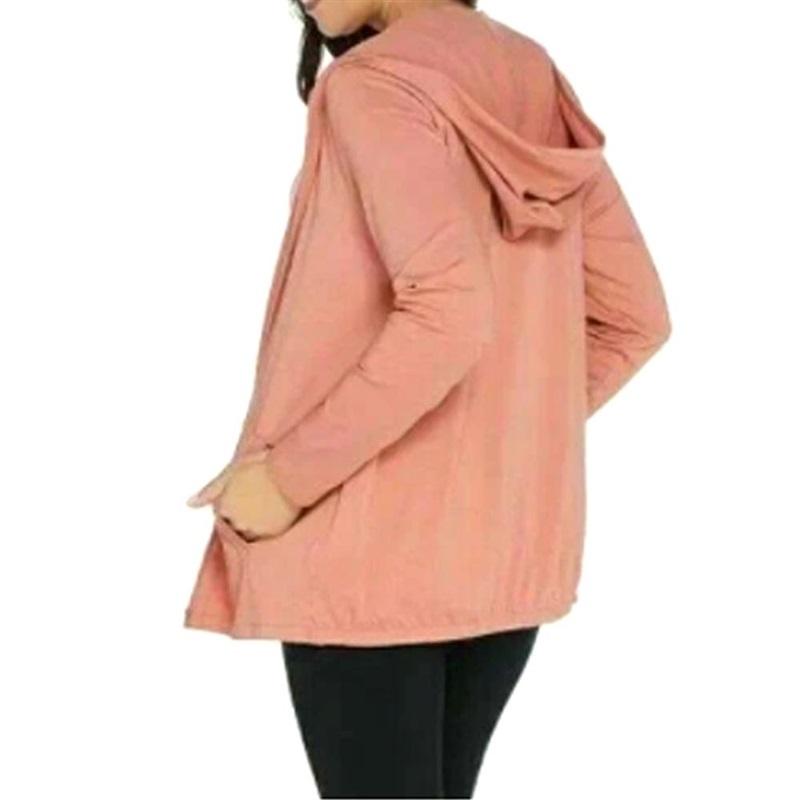 NWT Anybody M Cozy Knit Zip Up Jacket Drawstring Blush Pink 114096