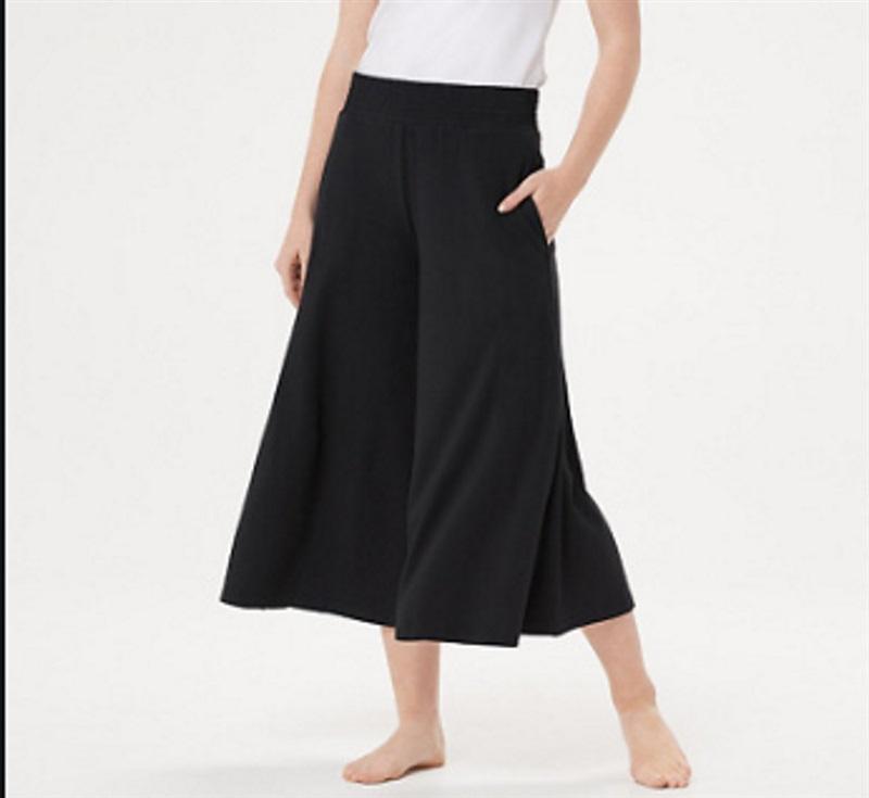 NWT AnyBody XS Cozy Knit Wide Leg Pants Side Slit Black 114099