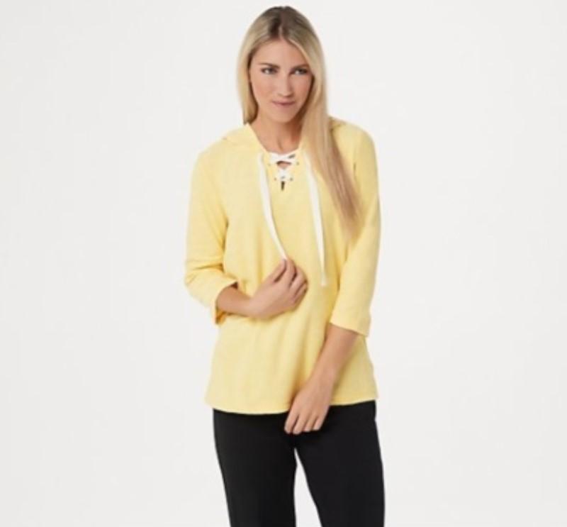 NWT Anybody M French Terry Lace Up Hoodie Yellow 114100